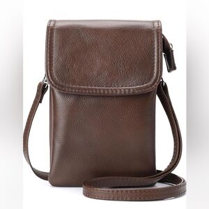 Befen Brown Genuine Leather Crossbody Phone Purse